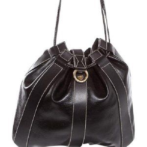 Lancel Embossed Leather Shoulder Handbag, Authentic